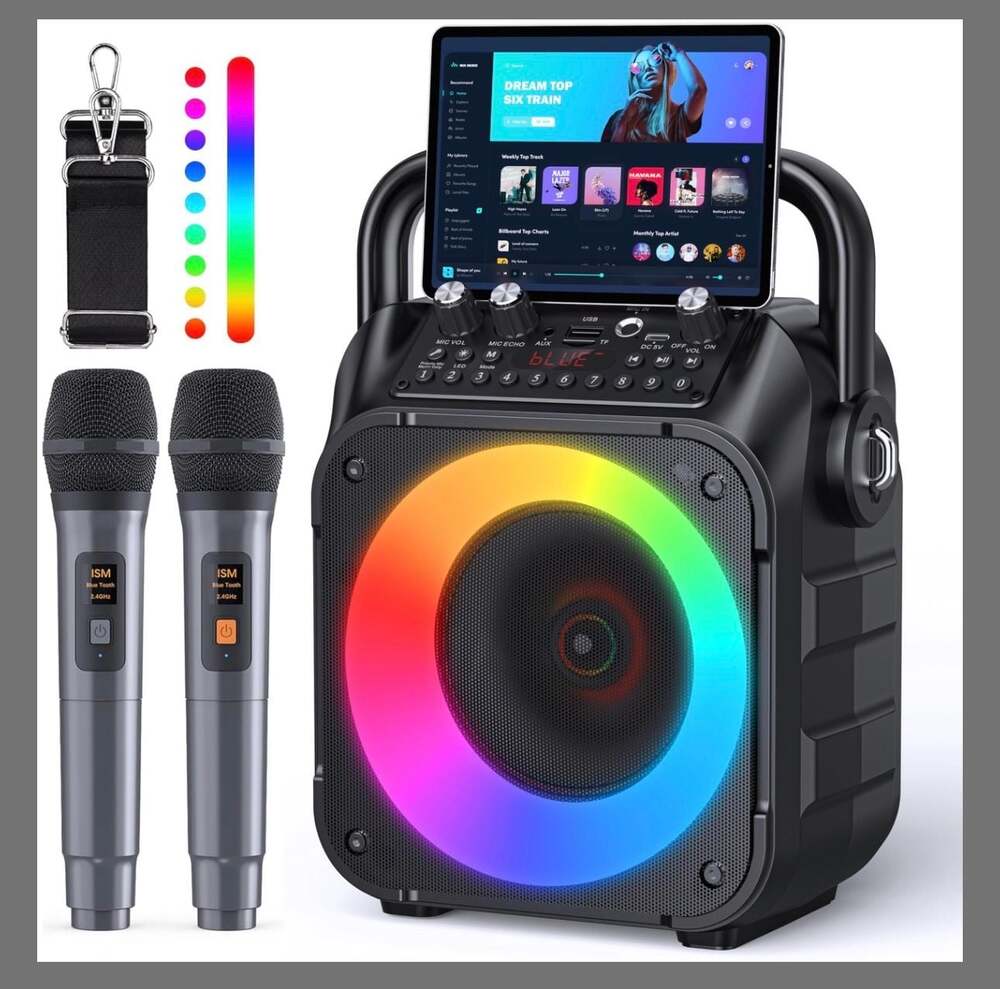 K9-M Portable Karaoke Machine with Two Wireless Microphones
